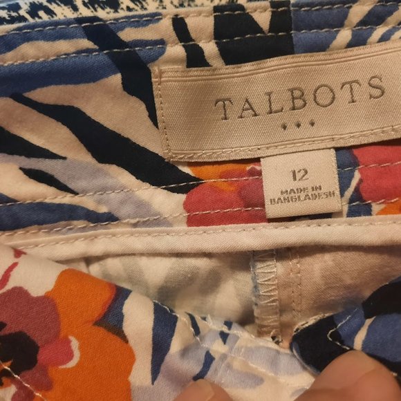 Talbots Floral Print Cropped Cotton Stretch Pants Sz 12 - Picture 5 of 5